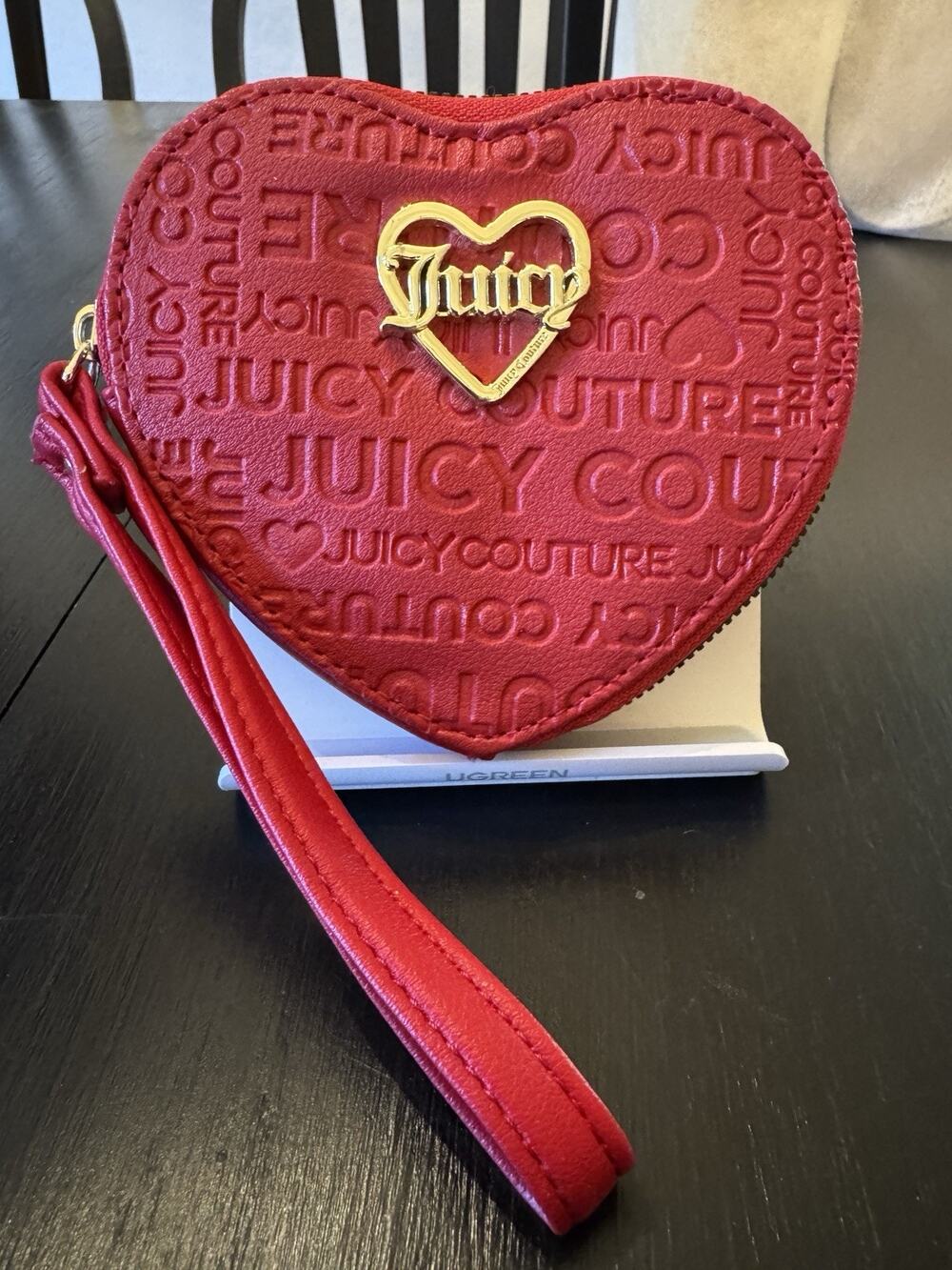 Juicy Couture Red Heart Shaped Zip Around Wristlet Coin Purse